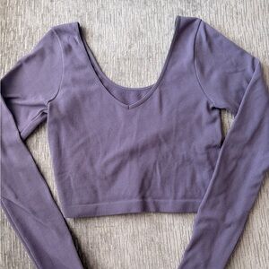 Women's Purple Long Sleeve Crop Top